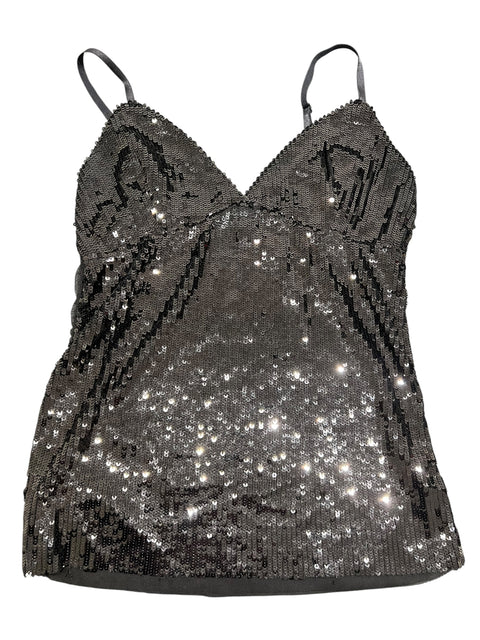 Vintage Black Mesh Sequin Tank Top