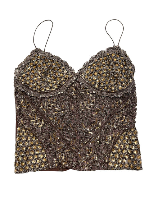 Vintage Brown Transparent Pearl Top