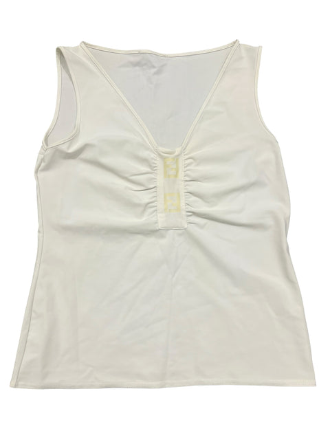 Fendi White Ecru Logo Tank Top