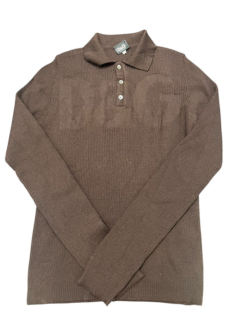Dolce & Gabbana Brown Knit Logo Polo