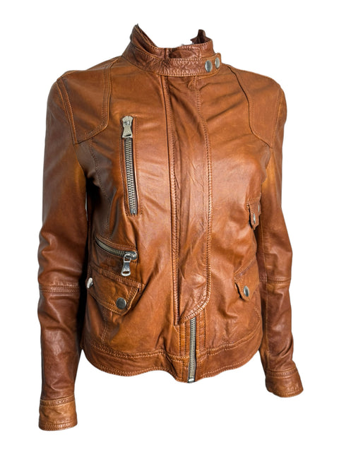 Dolce & Gabbana Camel Leather Zip Jacket