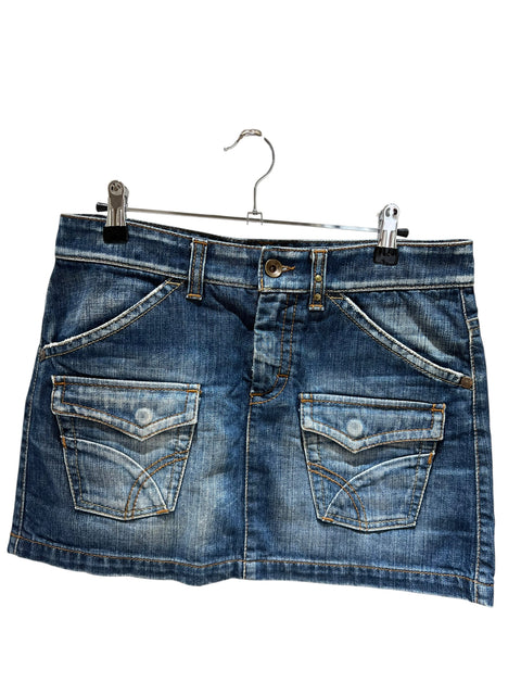 GAS Navy Blue Denim Mini Skirt