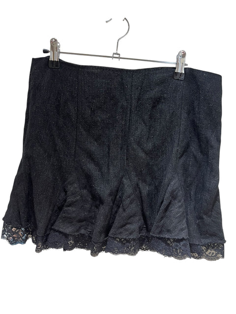 Michelle W. Black Chevron Lace Mini Skirt