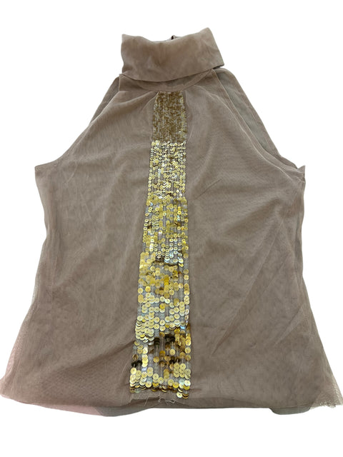 Penny Black Nude Mesh Gold Sequin Top