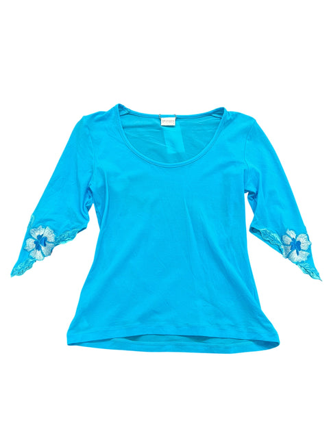 Malizia Blue Flower Embroidery Top