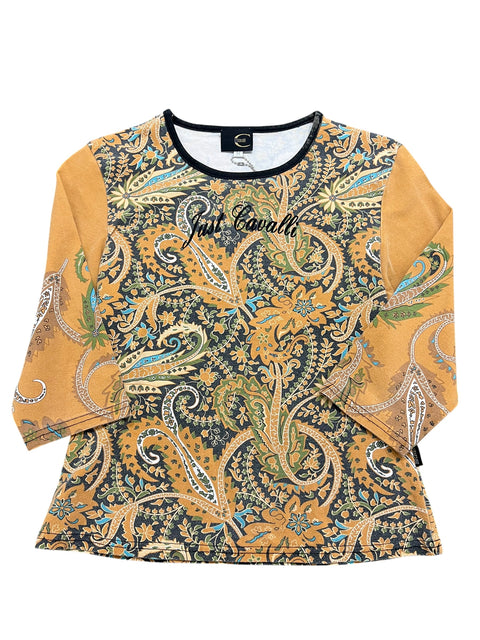 Just Cavalli Orange Velvet Print Long Sleeve