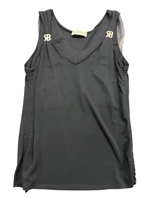 Renato Balestra Black Mesh Silver Detail Tank Top