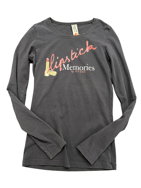 Guess Black Lipstick Print Long Sleeve