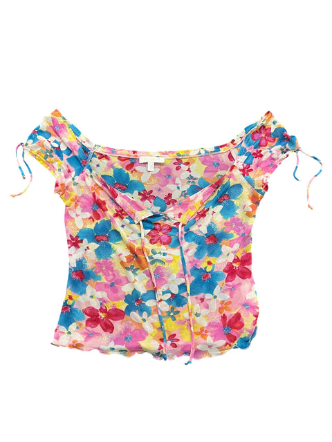 Kookai Pink Flower Transparent Top
