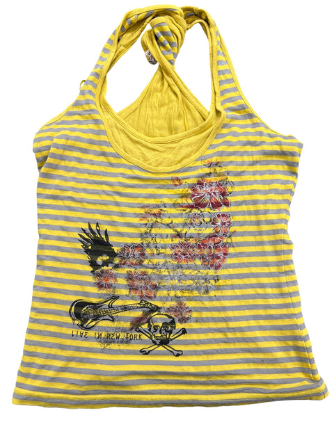 Juggler Yellow Grey Stripes Tank Top