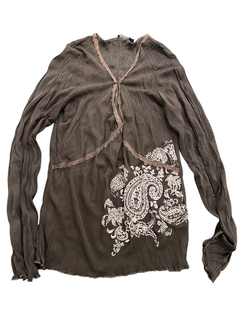 Zero Brown Mesh Pink Velvet Long Sleeve