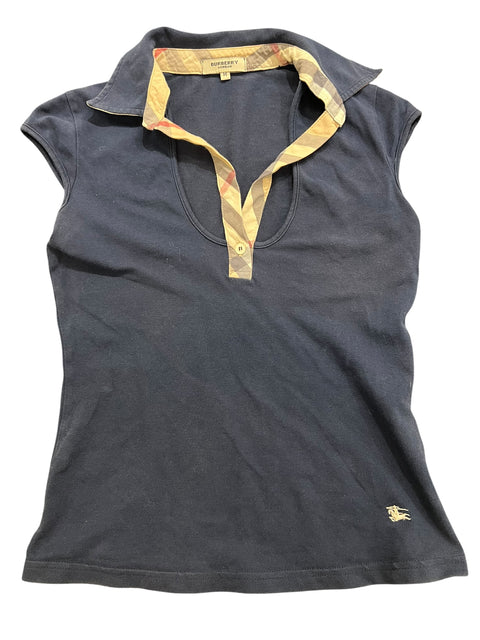 Burberry Navy Blue Sleeveless Polo