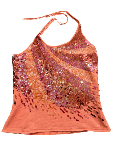 Caractère Orange Strass Backless Top