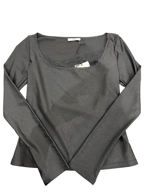 Vaillant Shiny Black Lace Detail Long Sleeve