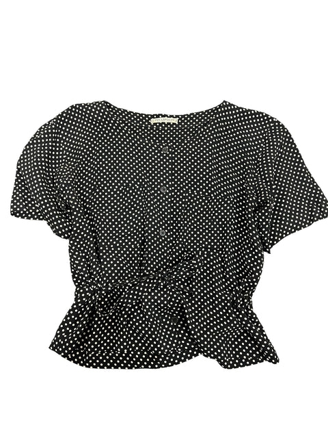 Guy Laroche Black White Polka Dot Top