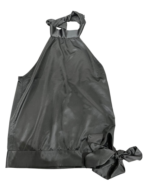 SportStaff Black Satin Backless Top
