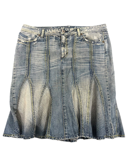 United Colors of Benetton Light Blue Faded Denim Skirt