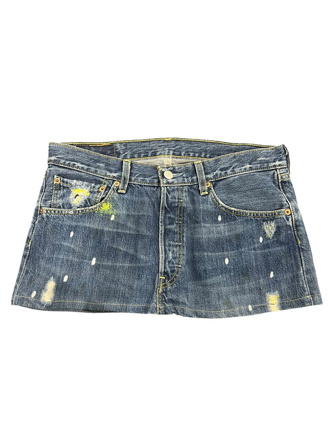 Levi's Blue Denim Paint Splatter Mini Skirt