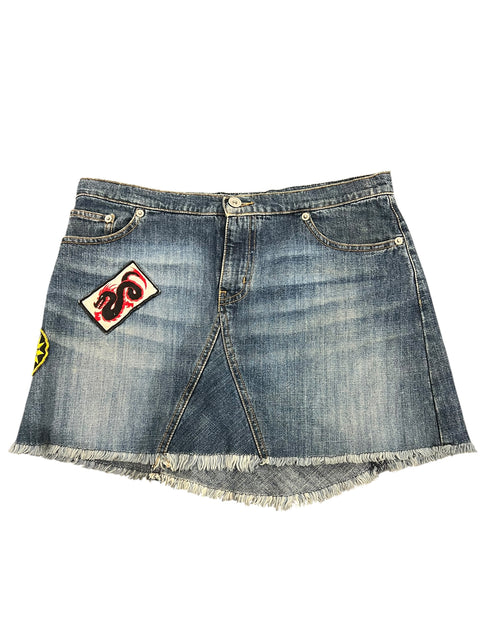 Max&Co Blue Denim Patch Mini Skirt