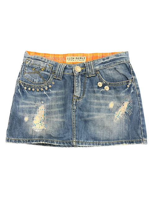 Keen Berly Blue Denim Strass Mini Skirt