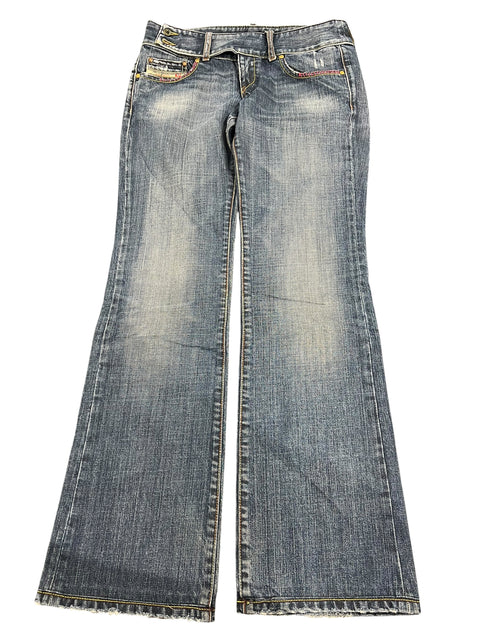 Diesel Blue Denim Belt Flare Pant