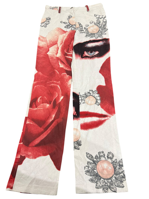 Occhi Neri White Red Print Strass Pant