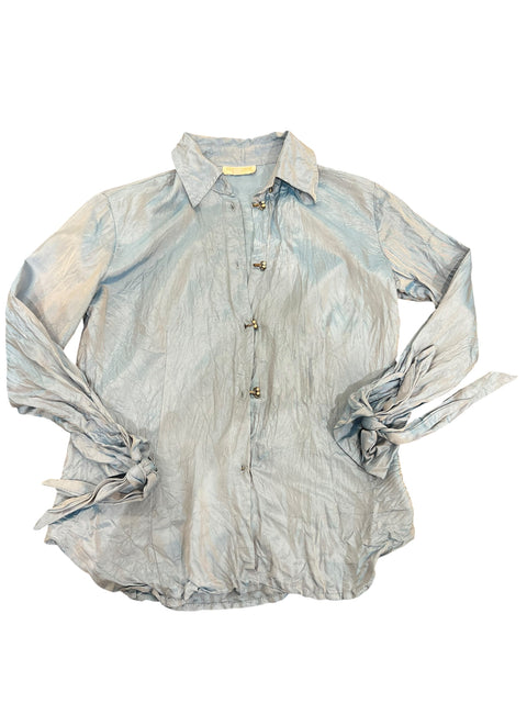 Roberto Cavalli Blue Wrinkled Shirt