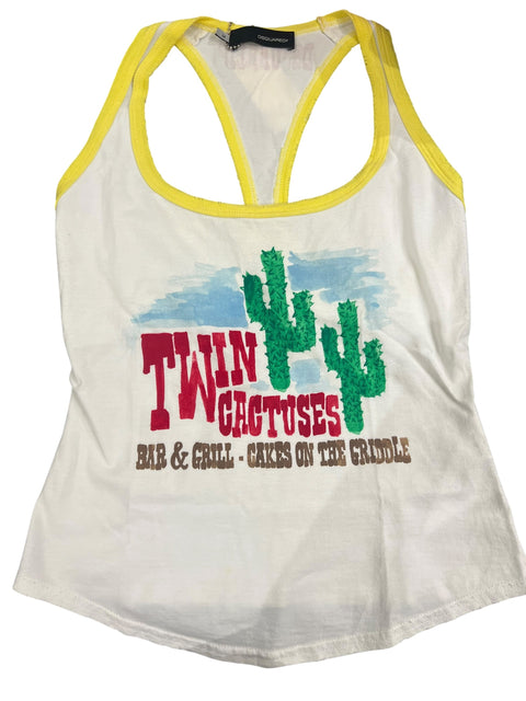 Dsquared White Yellow Tank Top