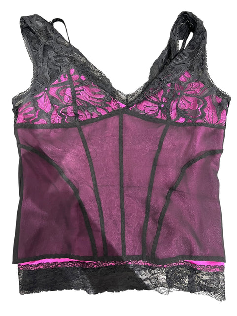 Dolce & Gabbana Black Lace Pink Top