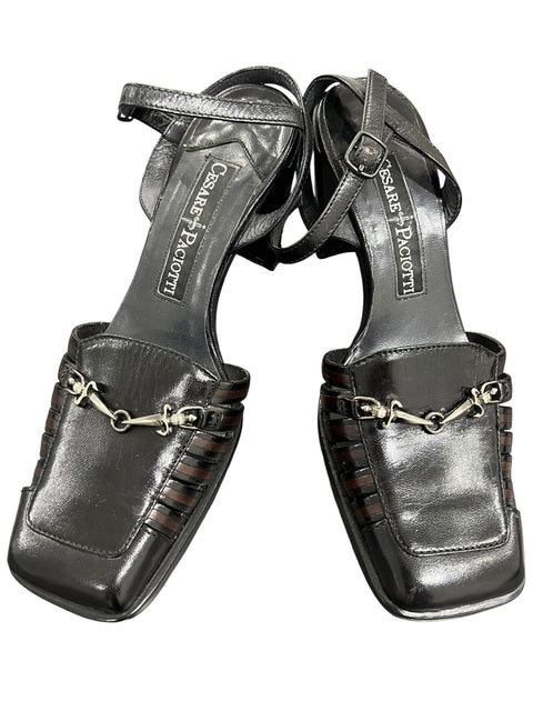 Cesare Paciotti Black Leather Bit Shoes