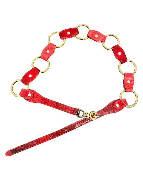 Dolce & Gabbana Red Pyhton Leather Belt