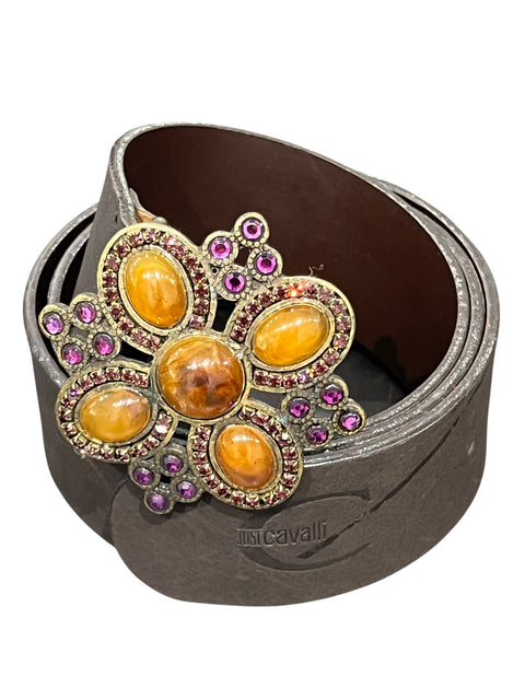 Just Cavalli Brown Flower Belt