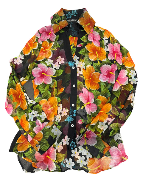 Dolce & Gabbana Silk Tropical Print Shirt