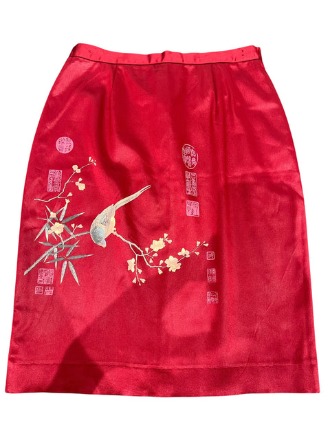 Dolce & Gabbana Red Chinese Print Skirt