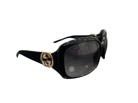 Gucci Black Gold Logo Temple Sunglasses