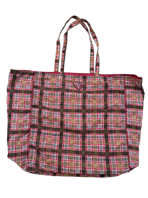 Prada Tartan Tote+Pochette Bag