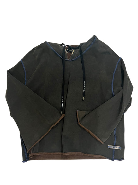 Krizia Jeans Brown Blue Stitching Hoodie