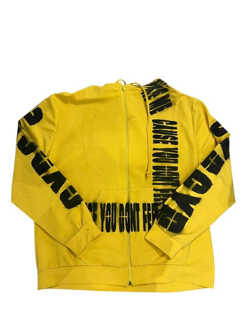 Vintage Yellow Black Print Hoodie