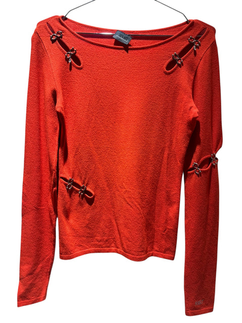 Roccobarroco Orange Long Sleeves Sweats With Charms Details
