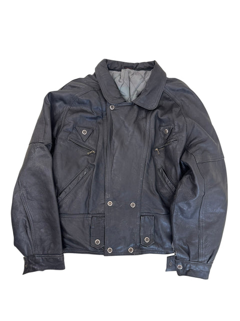 VeraPelle Black Leather Asymmetrical Bombers