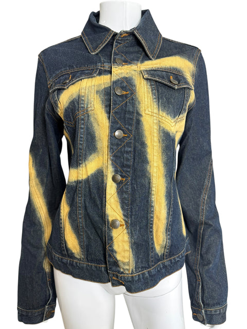 Roberto Cavalli Navy Blue Jeans Fading Mark Jacket
