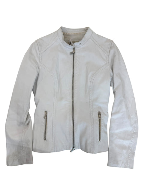 Vera Pelle White Leather Jacket