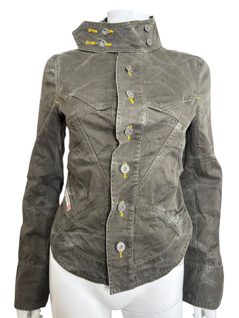 Diesel Kaki Yellow Stitching Corset Jacket