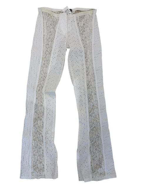 GF Ferré White Lace Transparent Pant