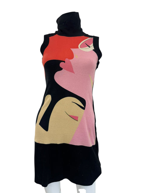 Custo Pink Black Sleeveless Dress
