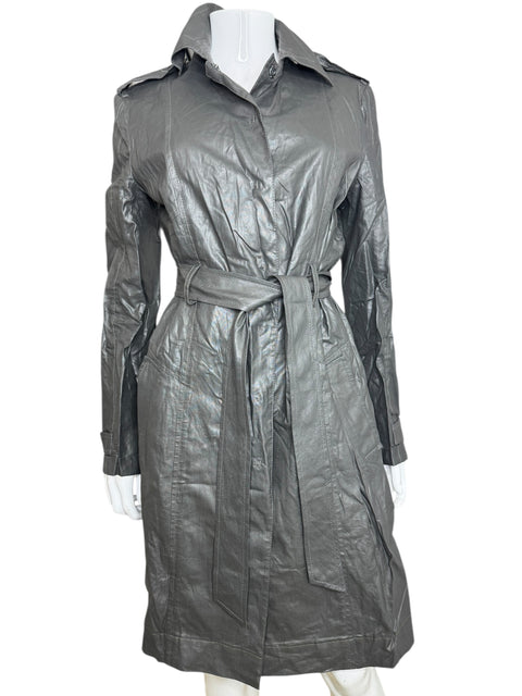 Philosophy Di Alberta Ferretti Oiled Silver Trench-Coat