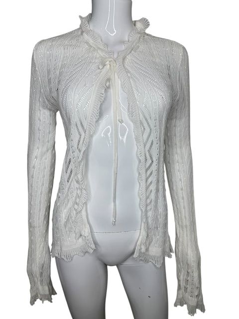 Guess White Lace Effect Cardigan