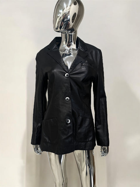 Lamb Leather White Button