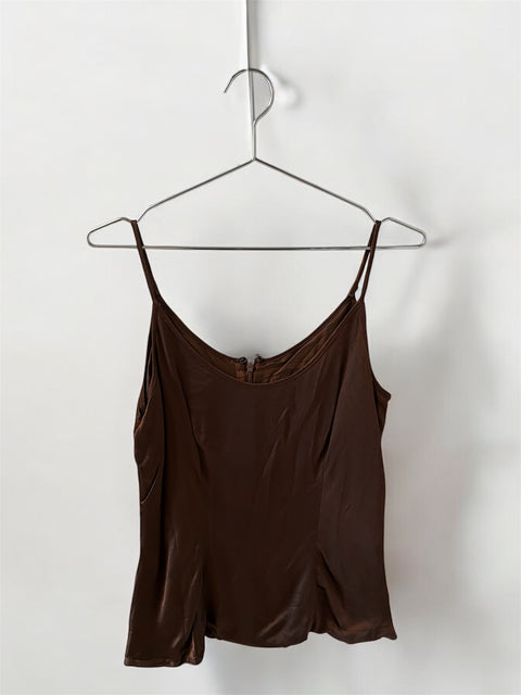 Brown Satin Tank Top