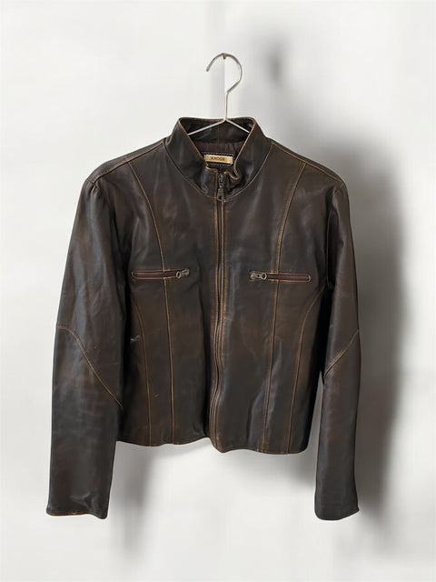 2 Pocket Zip Leather Jacket